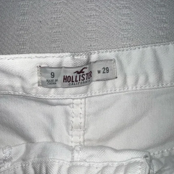 Hollister Womens Denim Mini Shorts White Distressed Size 29 2000s Y2K Western - Picture 3 of 3